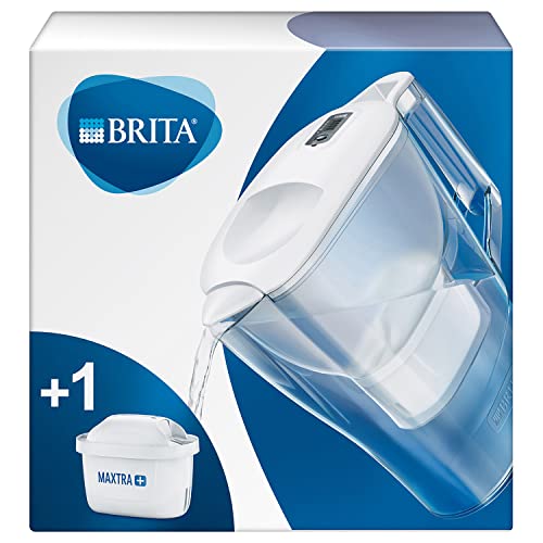 BRITA Aluna blanca - Jarra de Agua Filtrada con 1 cartucho MAXTRA+, Filtro que reduce la cal y el cloro, para un sabor óptimo, Color Blanco, 2.4 litros