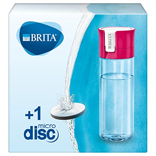 BRITA Botella de filtro de agua, reduce el cloro y las impurezas orgánicas, sin BPA, rosa, 600 ml