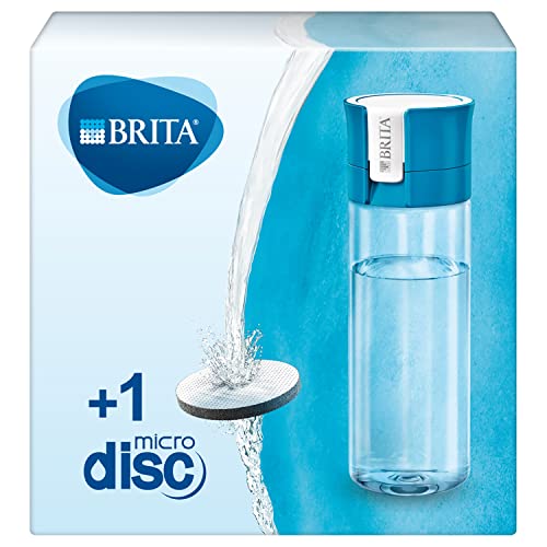 BRITA Botella filtrante Azul- Filtro Tecnología MicroDisc, Óptimo sabor para disfrutar en cualquier lugar, Botella de Agua sin BPA, 0.6 litros