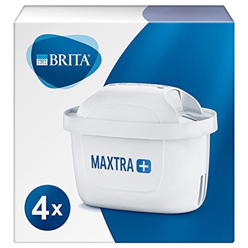 BRITA MAXTRA+ cartuchos de filtro de agua, compatible con jarras filtrantes BRITA que reducen la cal, el cloro y otras sustancias, Color Blanco, 4 Unidad (Paquete de 1)