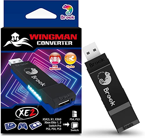 Brook Wingman XE 2 Converter - Adaptador de controlador inalámbrico dos en uno para PS, consolas Switch y PC, soporta reasignación y turbo ajustable