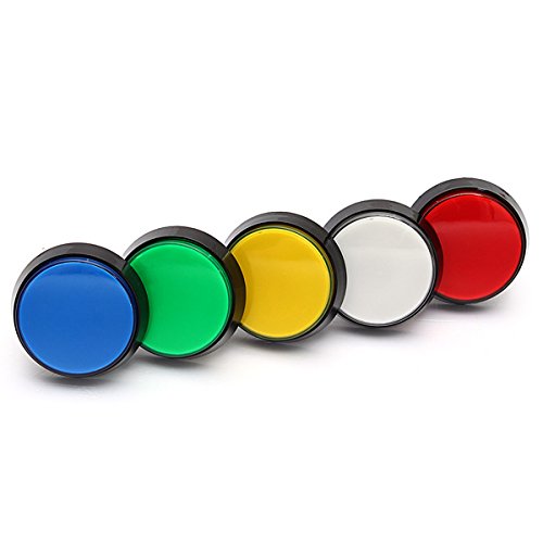 C-FUNN 5 Colores Led Luz 60Mm Arcade Video Game Player Interruptor Pulsador - Blanco