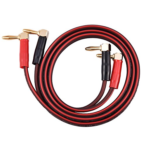 Cable de Altavoz de Cobre Puro HI-FI Cable de ángulo Recto Tipo L Enchufes Tipo Banana Cable de línea Rojo y Negro(1m)