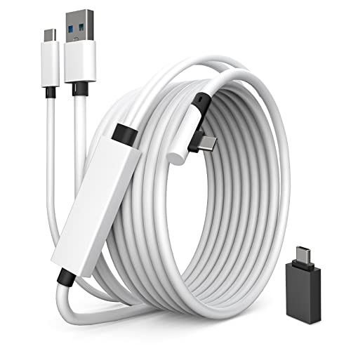 Cable de enlace Tiergrade 2 en 1 compatible con Oculus/Meta Quest 2, con función de carga USB C separada para auriculares VR, accesorios USB 3.0 a tipo C de 5 metros para PC Steam VR/Gaming