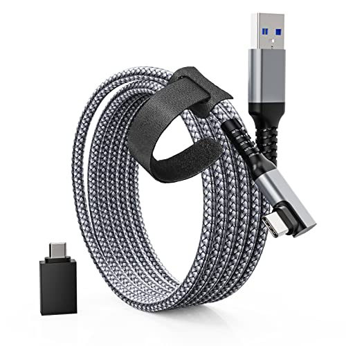 Cable de enlace Tiergrade 3M compatible con Quest2 / Pico 4, accesorios de cable USB A a C con transferencia de datos de 5 Gbps, cable USB3.0 trenzado de nylon para auriculares VR y PC para juegos