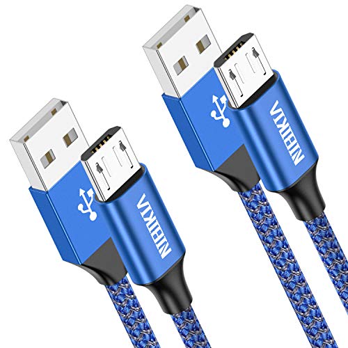 Cable Micro USB,2 Pack[2m+2m] Carga Rápida Android Cable Android Nylon Movil Cables Cargador Compatible con Samsung S7 S6 S5 j7 j5 j3 Tablet Huawei Sony HTC Motorola Nexus LG PS4