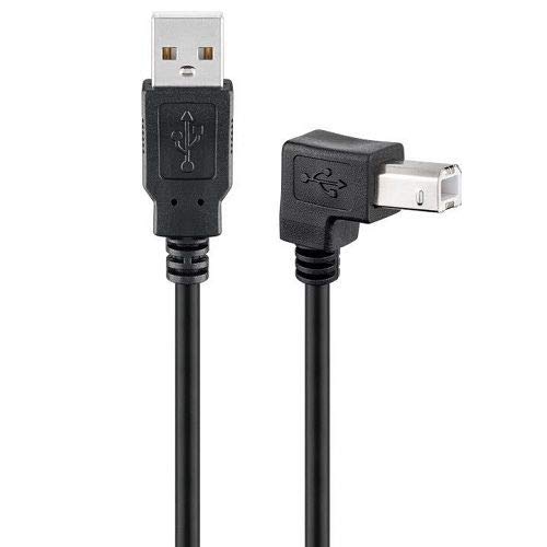 CABLEPELADO Cable Impresora acodado | Cable USB Impresora 90º | Cable USB 2.0 Tipo A a Tipo B | Compatible con HP,Epson,Canon,Brother,Lexmark,Escáner,Disco Duro,Fotografía | Negro | 2 Metros