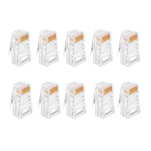 CABLEPELADO Conector RJ45 (10ud/bolsa) | Conector de red CAT6 | Conectores Ethernet | 8P8C | Gigabit Ethernet 1000Mbps | AWG26 | Apto para PC, Router, Switch, Consolas, TV