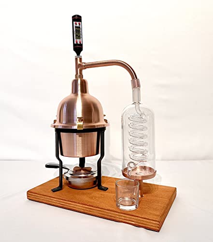 CAFA Destilador Alambique de cobre con serpentina de cristal de Bohemia capacidad 0,6 litros