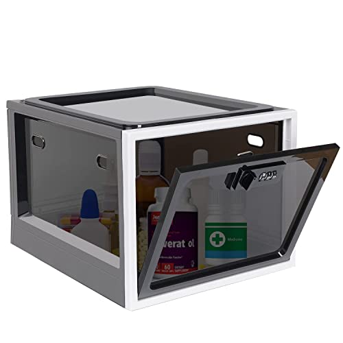 Caja con cerradura, caja de bloqueo para medicamentos, bloqueable almacenamiento contenedor organizador caja para refrigerador, tableta, seguridad en el hogar
