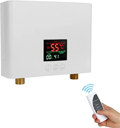 Calentador de Agua Instantáneo Eléctrico, 220V 3000W Mini Termo Eléctrico, Sistema de Agua Caliente con Pantalla LCD sin Tanque 30-50℃ Ajustable, para el Cuarto de Baño