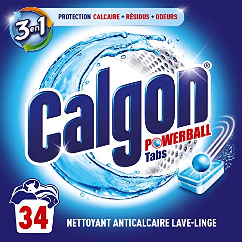 Calgon Powerball Pastillas - Antical para la Lavadora, Elimina Olores y Suciedad, en formato pastillas, 34 unidades