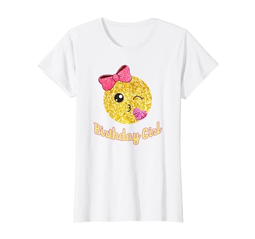 Camiseta de cumpleaños con diseño de emoticono, cara de corazón rosa Camiseta