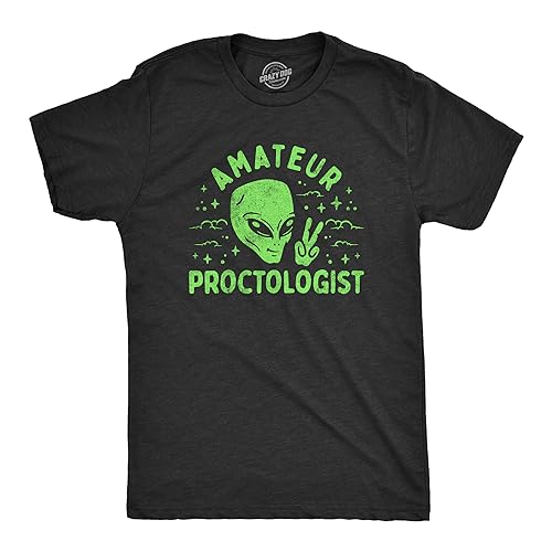 Camiseta de proctólogo aficionado para hombre, divertida abducción alienígena, OVNI, sondeo de broma para chicos, Heather Black - Proctólogo, Small