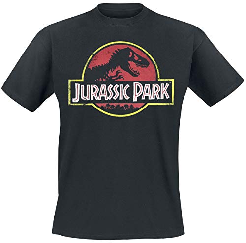Camiseta deportiva, para hombre, de cuello redondo, con el logo de la película Jurassic Park Negro negro XXX-Large