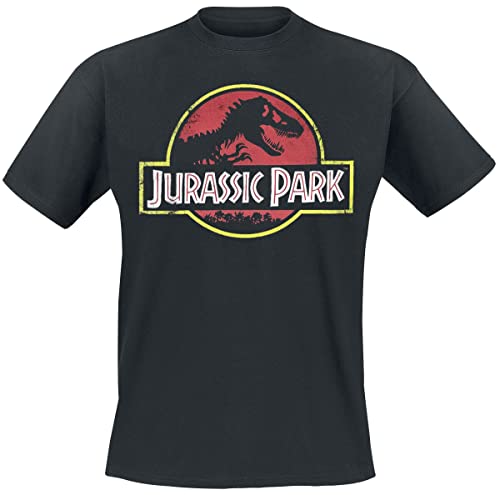 Camiseta deportiva, para hombre, de cuello redondo, con el logo de la película Jurassic Park Negro negro XXXX-Large