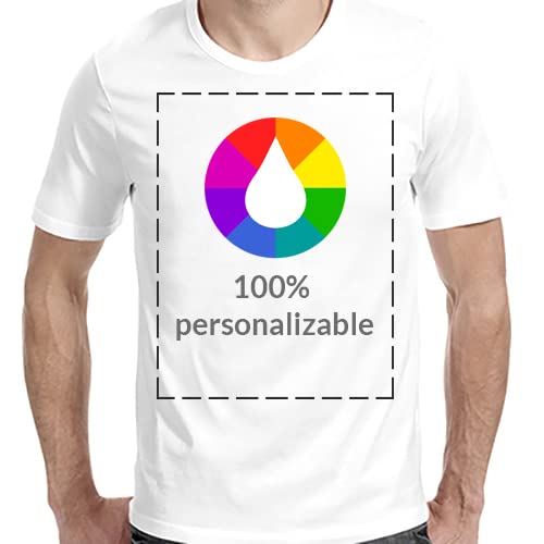Camiseta Personalizable · con Tus Fotos y Textos · A Todo Color Serigrafía (S, Blanco)
