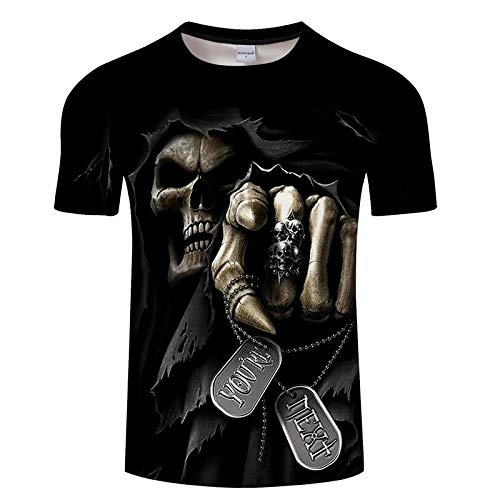 Camisetas Manga Corta Hombre Camiseta con Estampado De Calavera 3D Top Suelto De Manga Corta De Verano-C_5XL