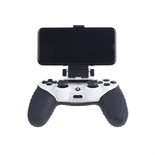 CAMKIX Soporte para teléfono y Funda de silicón para Control PS4 - Ideal para Juegos remotos PS4/ Juegos móviles - Ángulo de visión Ajustable, Ajuste, máxima Comodidad y Agarre