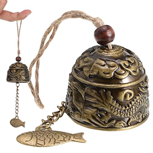 Campana de dragón de Fengshui campanas orientales de buena suerte para colgar dragón, peces de dragón Feng Shui, campanilla de viento bendición dragones, adornos para decoración de interiores y exter