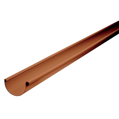 Canalón plástico semicircular 200cm NW 150, 1 pieza Canalón marrón PVC, fácil montaje enchufable, Made in Germany INEFA