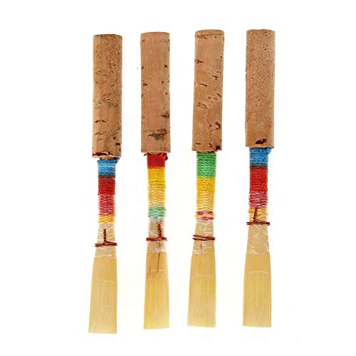 Cañas de oboe, piezas de repuesto de instrumentos de viento de cañas de oboe hechas a mano suaves medianas con caja de almacenamiento de plástico(4 piezas)