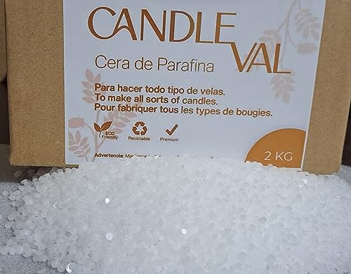 CANDLEVAL 2KG Cera de PARAFINA PREMIUM Fusion 56/58 ideal para fabricar velas en moldes y frascos