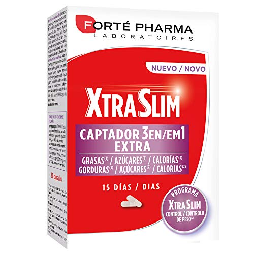 Captador de Grasas para Reforzar la Pérdida de Peso. XTRASLIM CAPTADOR 3 EN 1, 60 Cápsulas - Forté Pharma