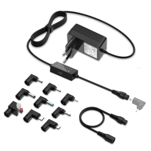 Cargador Universal Adaptador 36W 3A 20V 19V 18V 17V 16V 15V 14V 13V 12V 11V 10V 9V 8V 7V 6V 5V Fuente de Alimentación con 9 Conectores y Cable de Convertir Polaridad