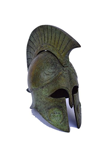 Casco bronce griego antiguo reproducción en miniatura artefacto con Athena Pegasus tallada