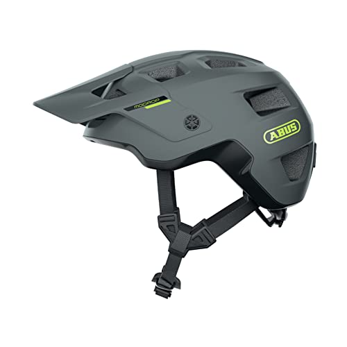 Casco para ciclismo de montaña ABUS MoDrop - Casco de bicicleta robusto con buena ventilación para ciclistas de montaña - Ajuste individual - Unisex - gris, talla M