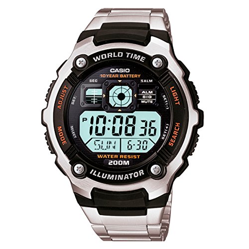 Casio Reloj digital iluminador – Hombres De Acero Inoxidable Cronógrafo