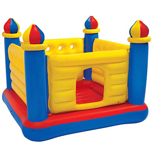 Castillo hinchable INTEX, 175x175x135 cm, suelo hinchable, Para 2 niños, Peso máximo 54 Kg, Color rojo, amarillo y azul, Castillos hinchables infantiles,