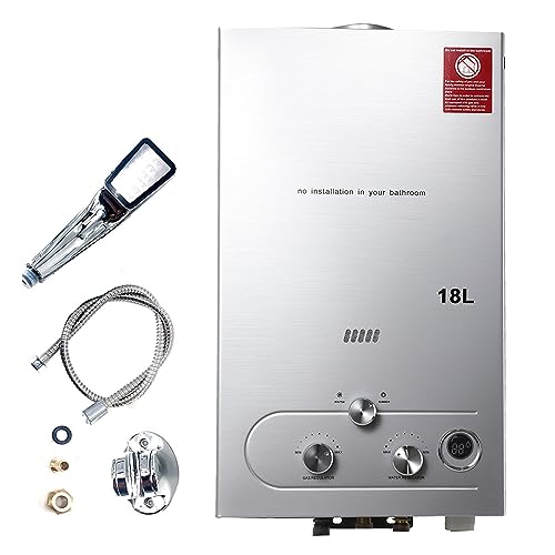 CDZHLTG Calentador de Gas GLP Propano, 18L 36KW Calentador de Agua de Gas, Calentador de agua Propano Sin Tanque para El Hogar para Hogares, Apartamentos