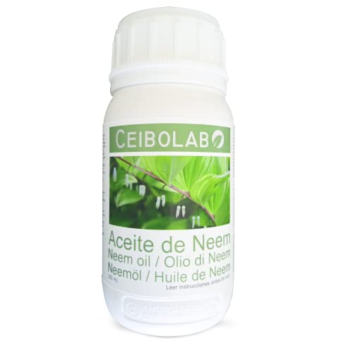 Ceibolab, Aceite de Neem 250 ml. Protección Natural de huertos, Jardines y Plantas. Insecticida orgánico, Biodegradable y ecológico.