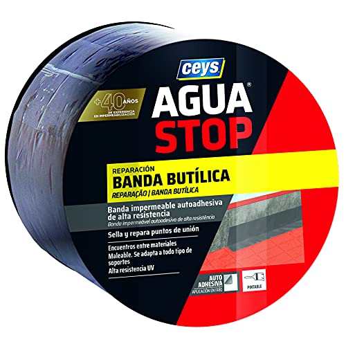 Ceys - Aguastop banda - Reparación banda butílica - Gris - 10 cm x 3m