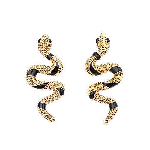 Cherada - Pendientes curvados de serpiente para mujer, estilo punk vintage, patrón de víbora, piercing de cartílago, joyería, Zinc