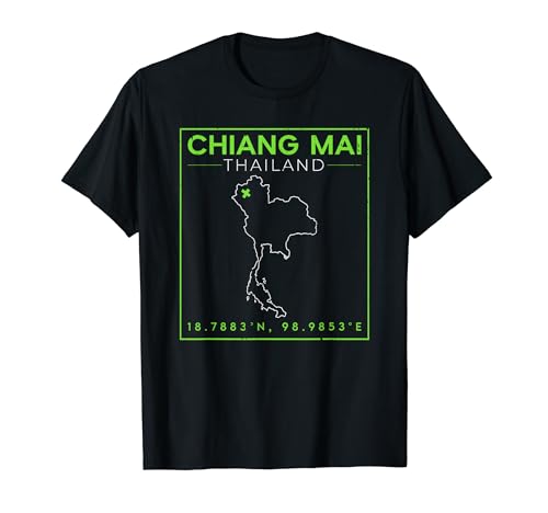 Chiang Mai Tailandia Mapa Asia Vacaciones Souvenir Tailandés Camiseta