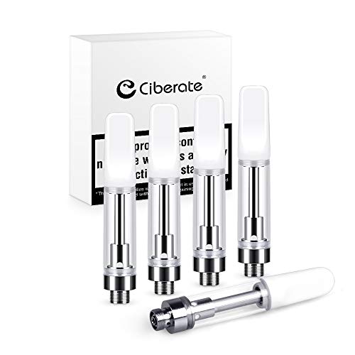 Ciberate 5 piezas cbd Vaping Cartucho de bobina de cerámica eCig Atomizador Tanque para cigarrillos electrónicos Vape Plumas Kits de inicio Aceite de CBD Compatible con THC 510 Hilo sin nicontina