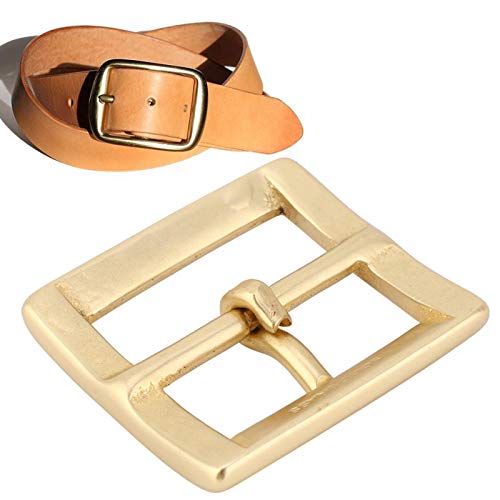Cikonielf Hebilla de cinturón de latón Barra central libre Hebilla de cinturón cuadrada de una sola punta Hebilla de cinturón de cuero dorado Accesorios de hardware