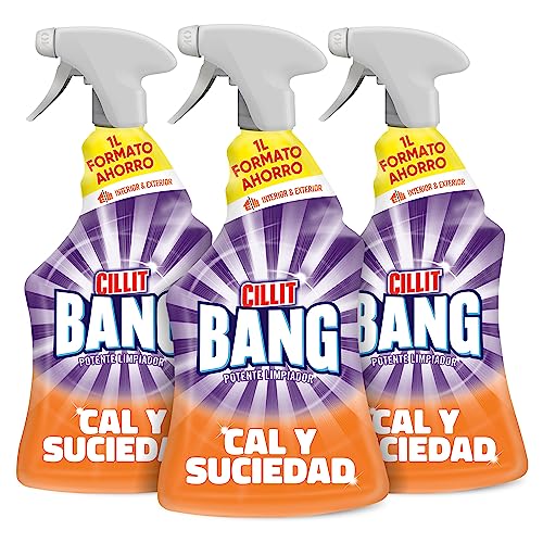 Cillit Bang Cal y Suciedad, potente limpiador baño, cocina, formato spray - Pack de 3 x 1 L, total 3 L
