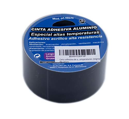 Cinta adhesiva de 10metros. Cinta adhesiva aluminio color negro. Acrílico alta resistencia especial para altas temperaturas.