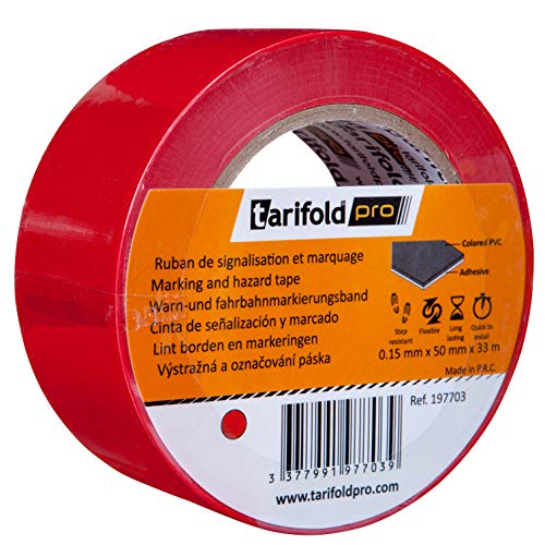 Cinta adhesiva tarifold para marcaje y señalizacion de suelo 33 mt x 50 mm color rojo