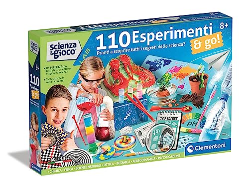 Clementoni- Bubble,Italy Lab-110 go-Juego Científico 8 Años, Taller de Ciencias, Experimentos para Niños de Química, Física, Botánica, Made in, Color Italiano, Medium (19361)