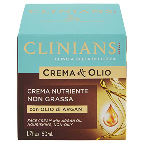 CLINIANS CREMA & OLIO crema facial nutriente no grasa para pieles secas o muy secas, con Aceite de Argán, 50 mL