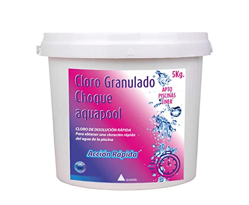 Cloro granulado Choque Aquapool 5 KG - Cloro granulado de disolución rápida - Dicloro granulado Puro