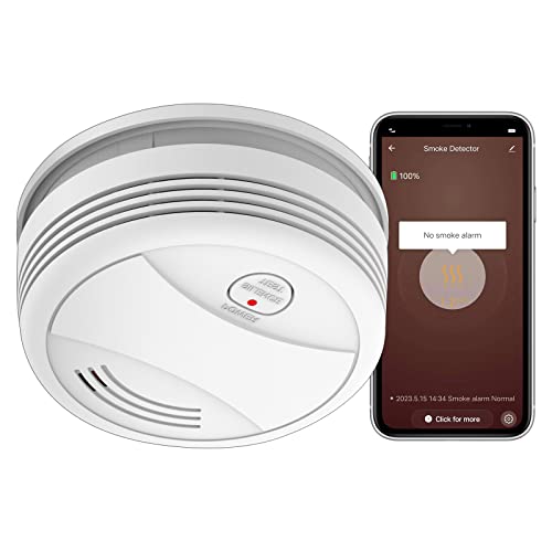 Clouree WiFi Detector de Humo, Detector de Incendios inalámbrico con Sensor fotoeléctrico,Tuya y Smart Life App (1 Pieza)