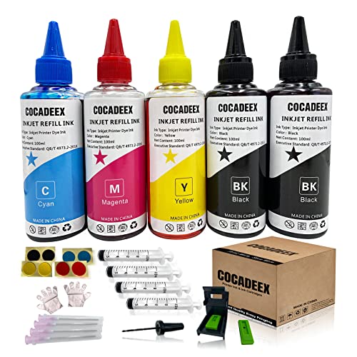 COCADEEX Kit de Recarga de Tinta de 500 ml Compatible con Cartuchos de Tinta Canon PG-545 CL-546 PG-545XL CL-546XL 545 546 546XL PG-510 CL-511 510 511 PG-543 CL-544