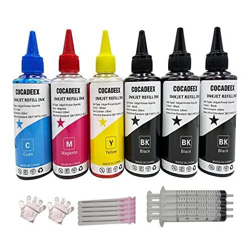 COCADEEX Kit de recarga de tinta de 600 ml compatible con impresoras de inyección de tinta de escritorio Hp Canon, Brother, Epson Lexmark