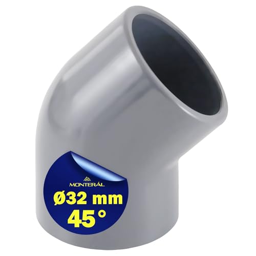 Codo PVC U con Ángulo de 45° Ø 32 mm Se Utiliza para Unir Dos Tubos con Cola - Garantía de 10 Años - MONTERAL